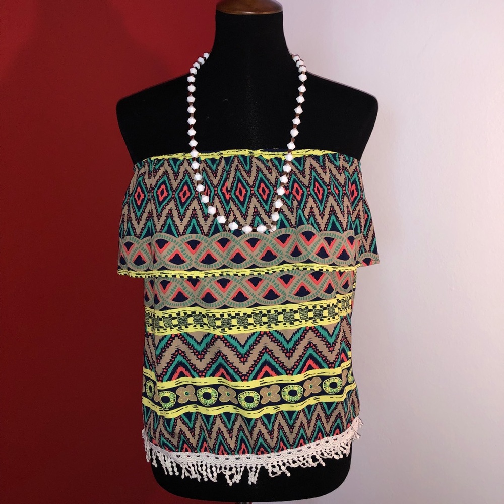 Aztec print sleeveless top